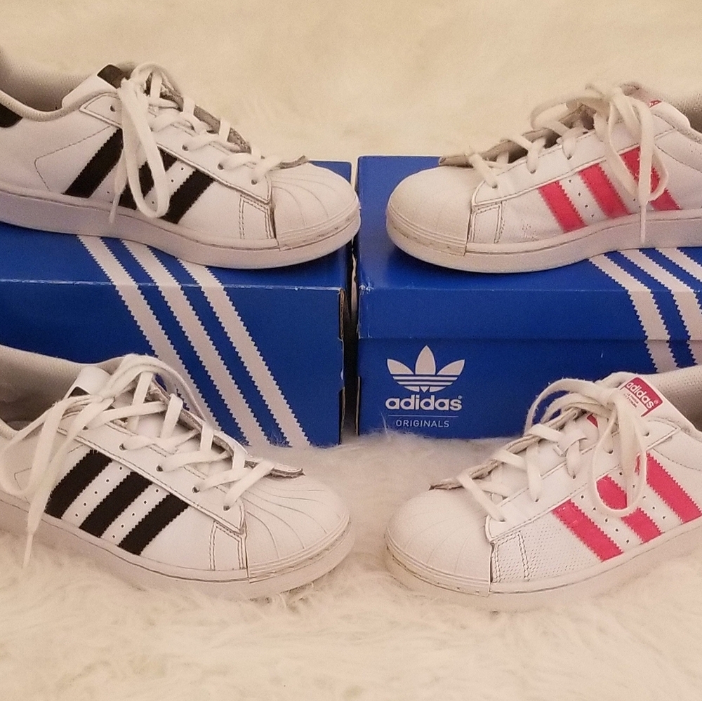 2 Pairs Adidas Superstars Youth 3